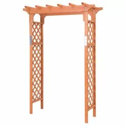 Costway Arbor Over 7FT High Wooden Garden Arch Trellis Pergola Outdoor Plant