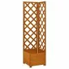 Vida XL International B.V. VidaXL Solid Firwood Corner Trellis Planter Orange Wooden Flower Plant Support