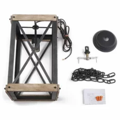 LNC Lighting LNC 1-Light Foyer Farmhouse Rustic Cage Wood Pendant Hanging Lantern Chandeliers -Ceiling Lighting Shop 9791e5e60d706fa4 7471 w800 h800 b1 p0