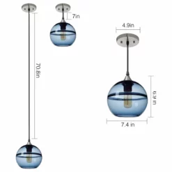 Casamotion Unique Optic Hand Blown Glass Pendant Lights, Brushed Nickel, Set Of 3, Blue -Ceiling Lighting Shop 97c1ebc40b594d39 5748 w800 h800 b1 p0