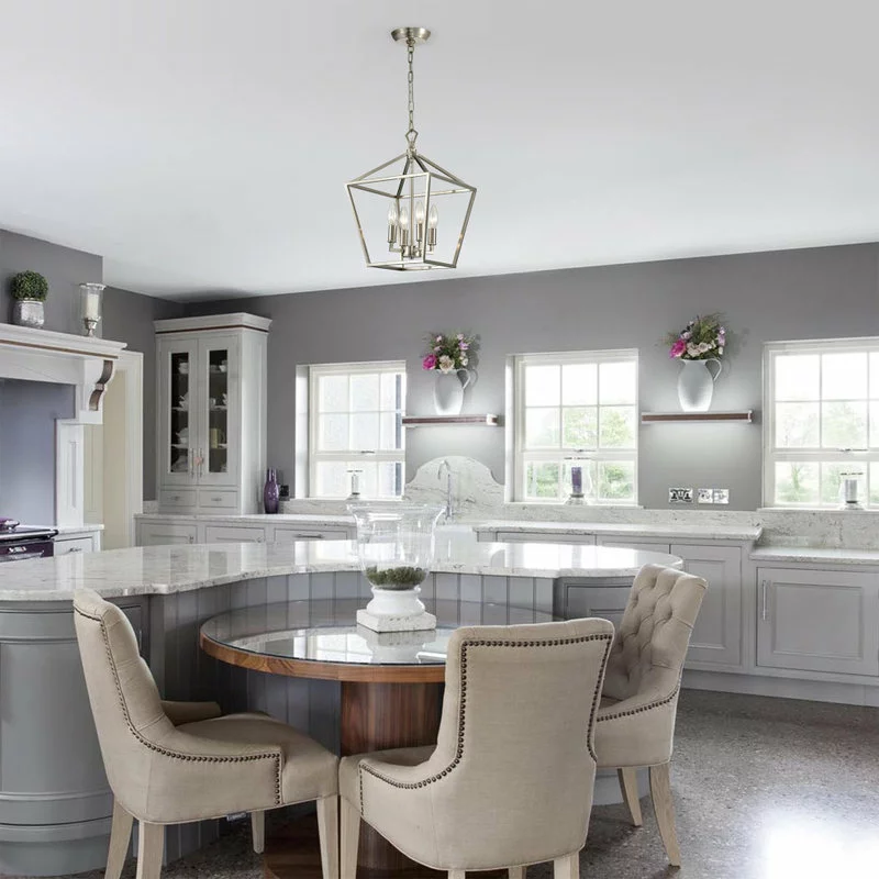 Edvivi Lighting 4-Light Brushed Nickel Lantern Pendant Chandelier 12" 3 Edvivi Lighting 4-Light Brushed Nickel Lantern Pendant Chandelier 12" - Image 3