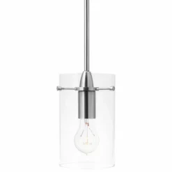 Linea Di Liara Effimero 1-Light Stem Hung Pendant Lamp, Brushed Nickel