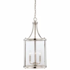 Savoy House Penrose Lantern Pendant, 3-Light, Polished Nickel, 12"W