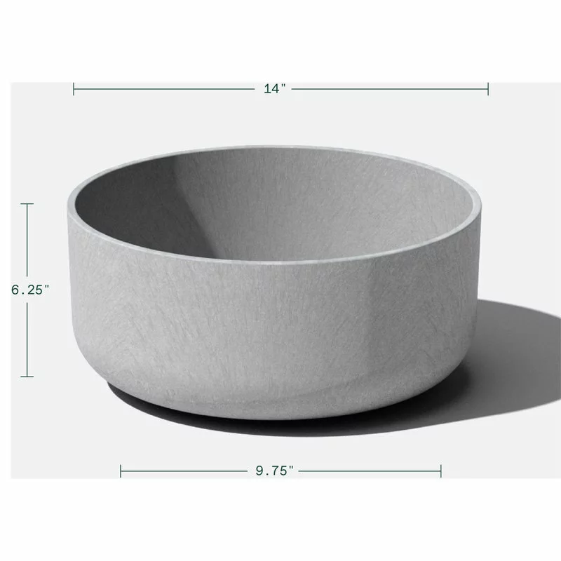 Veradek Pure Series Kona Bowl 14" Planter, Gray 5 Veradek Pure Series Kona Bowl 14" Planter, Gray - Image 5