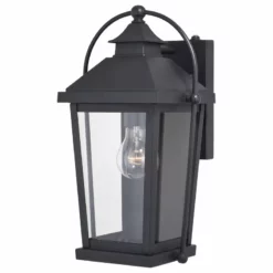Vaxcel Lexington Dusk To Dawn Black Outdoor Wall Lantern Light Clear Glass, 7.75-in. W