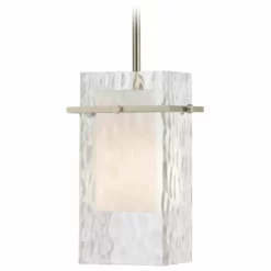 Destination Lighting Satin Nickel Mini-Pendant Light With Water Glass