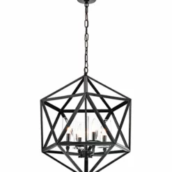 Edvivi Lighting 4-Light Geometric Iron Antique Black Glass Shade Cage Chandelier Farmhouse -Ceiling Lighting Shop 9ad1fe230d76b136 2881 w800 h800 b0 p0