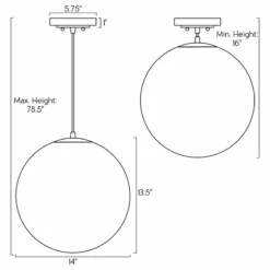 Kira Home Ceres 14" Hanging Orb Pendant Light, Smooth Frosted Diffuser -Ceiling Lighting Shop 9b015a140d683d92 8688 w800 h800 b1 p0