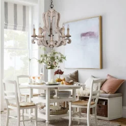 Whoselamp Farmhouse Antique Wooden Candle Chandelier, White -Ceiling Lighting Shop 9b110b720b04cd18 4570 w800 h800 b0 p0