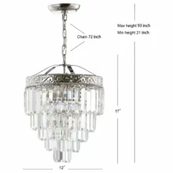 JONATHAN Y Wyatt 2-Light Crystal LED Chandelier, Polished Nickel/Clear, Width: 12" -Ceiling Lighting Shop 9c5101720f76315b 5995 w800 h800 b1 p0