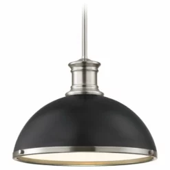 Destination Lighting Industrial Pendant Light Black And Satin Nickel 13.38-Inch Wide