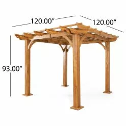 GDFStudio Dorain Outdoor 10'x10' Acacia Wood Pergola, Teak -Ceiling Lighting Shop 9dd15ebd01729b53 7754 w800 h800 b1 p0