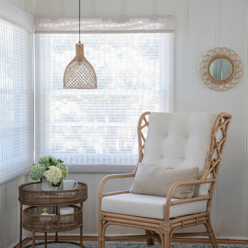 KOUBOO Bottle Cane Rib Open Weave Pendant Lamp, Natural 9 KOUBOO Bottle Cane Rib Open Weave Pendant Lamp, Natural - Image 9