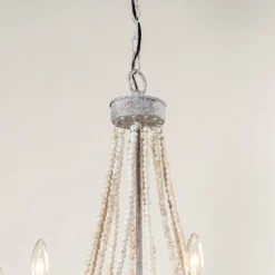 FLINT GARDEN INC 23.6 In Farmhouse 6-Light Wooden Beaded Candle Chandelier -Ceiling Lighting Shop a04132640278edc6 2589 w800 h800 b0 p0