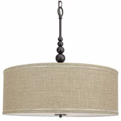Kira Home Adelade 22.5" Drum Pendant Chandelier, Sand Fabric Shade, Glass