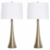 Lumisource 29.5" Plated Gold Metal Tapered Table Lamp, Set Of 2