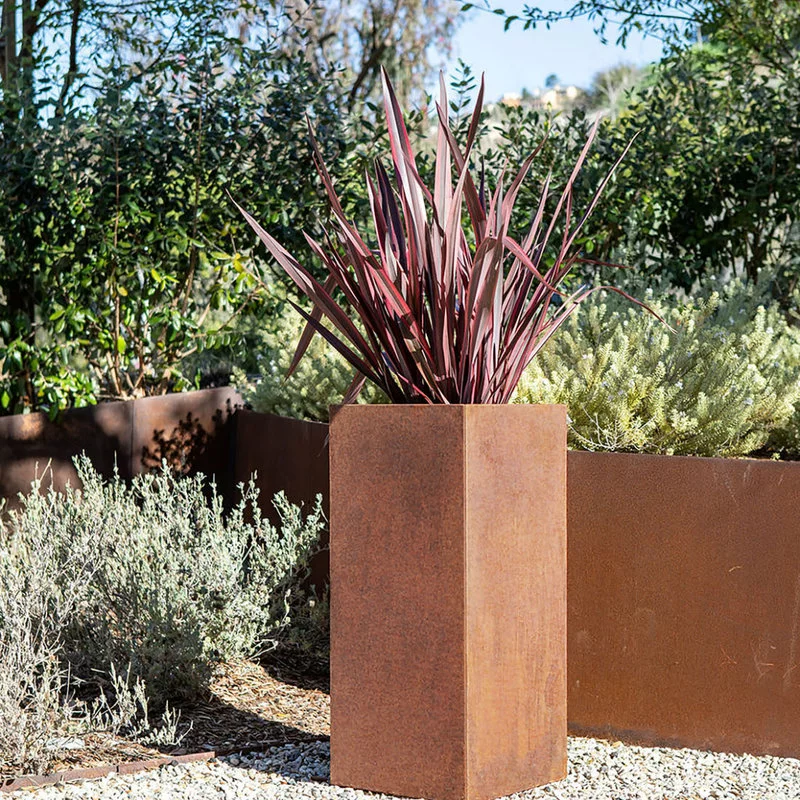 Veradek Metallic Series Corten Steel Pedestal Planter, Short 2 Veradek Metallic Series Corten Steel Pedestal Planter, Short - Image 2