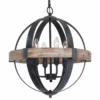 Whoselamp Castello 4-Light Wood Chandelier, Brown