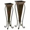 Benzara, Woodland Imprts, The Urban Port Antique Style Metal Planter Elegant Design Set Of 2 Patio Garden Decor 22766
