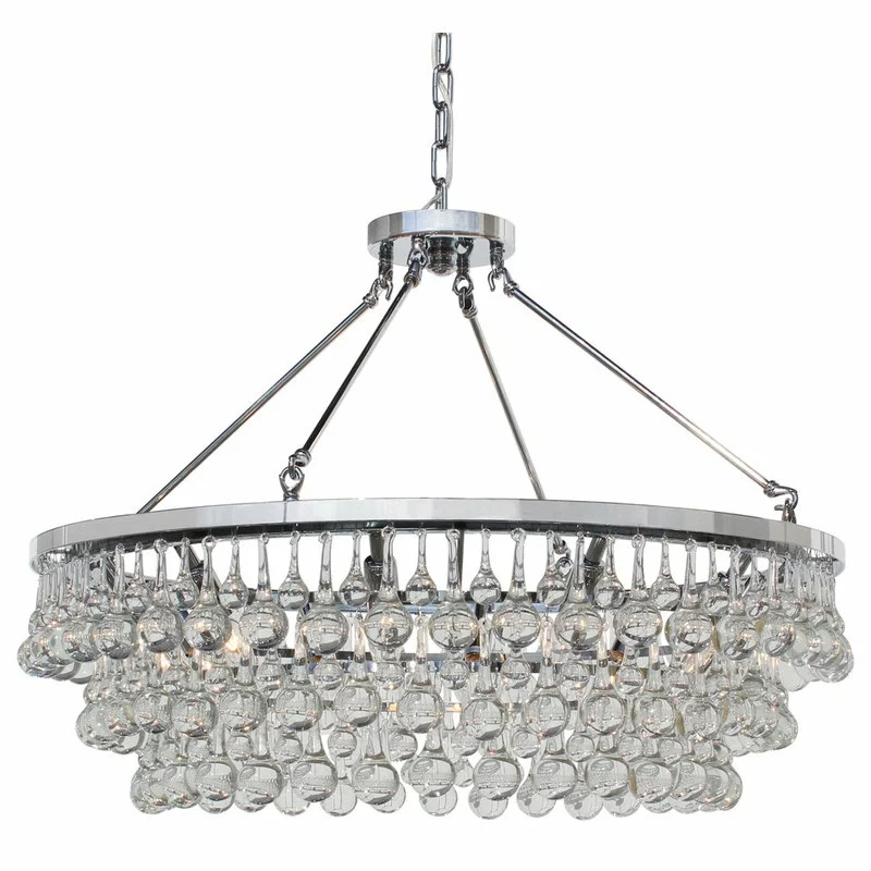 Lightupmyhome Celeste 32" Glass Drop Chandelier, Chrome, Hanging Or Flush Mount 1 Lightupmyhome Celeste 32" Glass Drop Chandelier, Chrome, Hanging Or Flush Mount