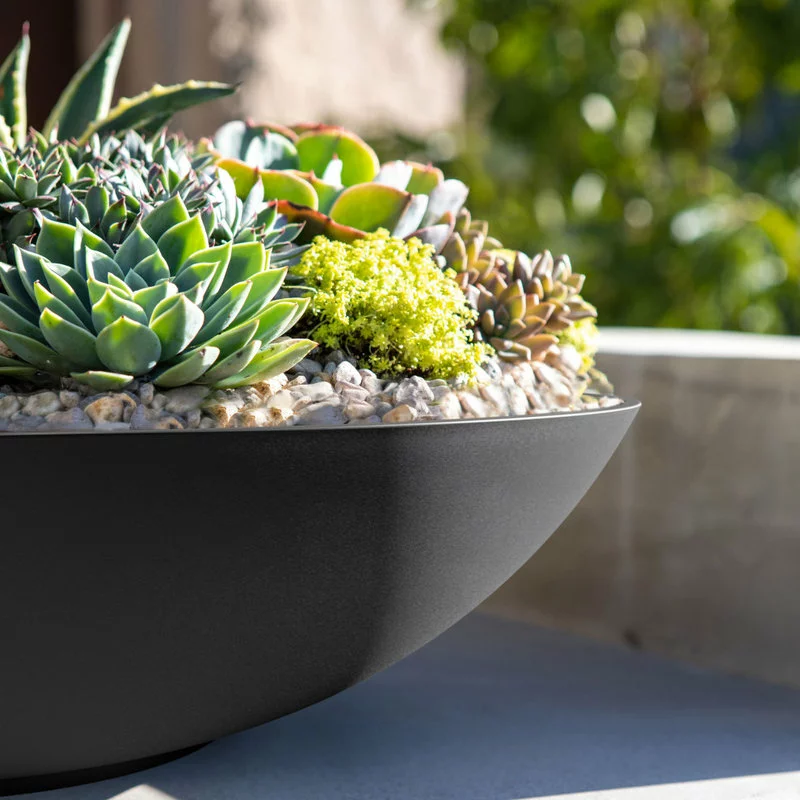 Veradek Lane Round Planter Bowl, Black, 24" 2 Veradek Lane Round Planter Bowl, Black, 24" - Image 2