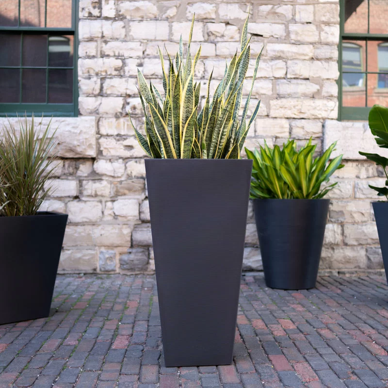 Veradek Pro Series Column Grooved Planter, 40", Black 3 Veradek Pro Series Column Grooved Planter, 40", Black - Image 3