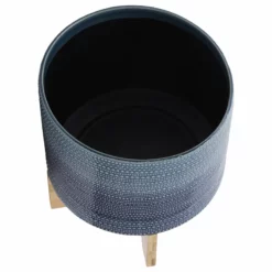 Sagebrook Home 11" Dotted Planter With Wood Stand, Blue -Ceiling Lighting Shop a801cb57023168a2 5591 w800 h800 b1 p0