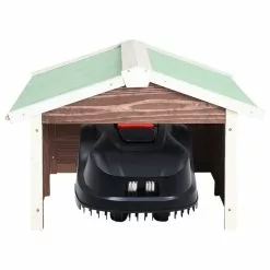Vida XL International B.V. VidaXL Solid Firwood Robotic Lawn Mower Garage Mocca And White Mower Shed -Ceiling Lighting Shop a881e614024a95e9 8869 w800 h800 b1 p0