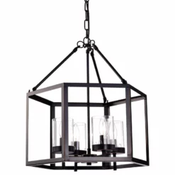 Edvivi Lighting 4-Light Oil Rubbed Bronze Hexagon Lantern Cage Chandelier Farmhouse