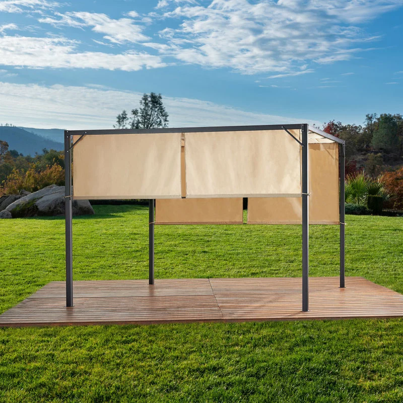 GDFStudio GDF Studio Wendy Outdoor Steel Framed 10' By 10' Gazebo, Beige 3 GDFStudio GDF Studio Wendy Outdoor Steel Framed 10' By 10' Gazebo, Beige - Image 3