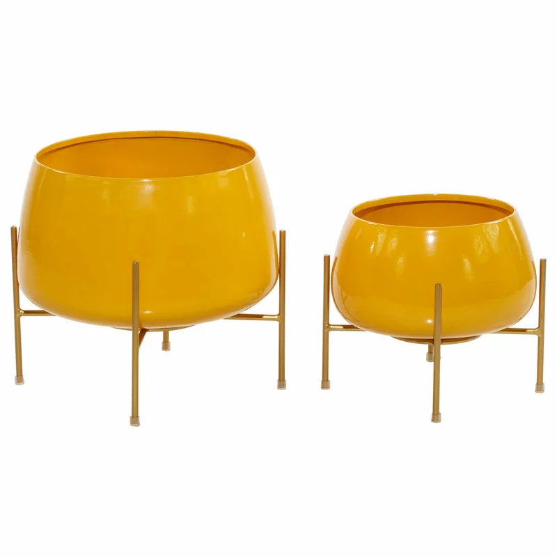 Brimfield & May Modern Yellow Metal Planter 51974 4 Brimfield & May Modern Yellow Metal Planter 51974 - Image 4