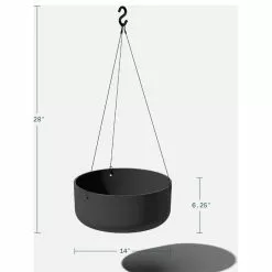 Veradek Pure Series Hanging Kona Bowl 14" Planter, Black -Ceiling Lighting Shop aa51bc16026c3e1b 4283 w800 h800 b1 p0
