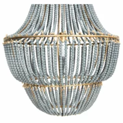 CREATIVE CO-OP Metal Chandelier With Wood Beads, Blue And Gray -Ceiling Lighting Shop abf1159d0ea2e073 9931 w800 h800 b1 p0
