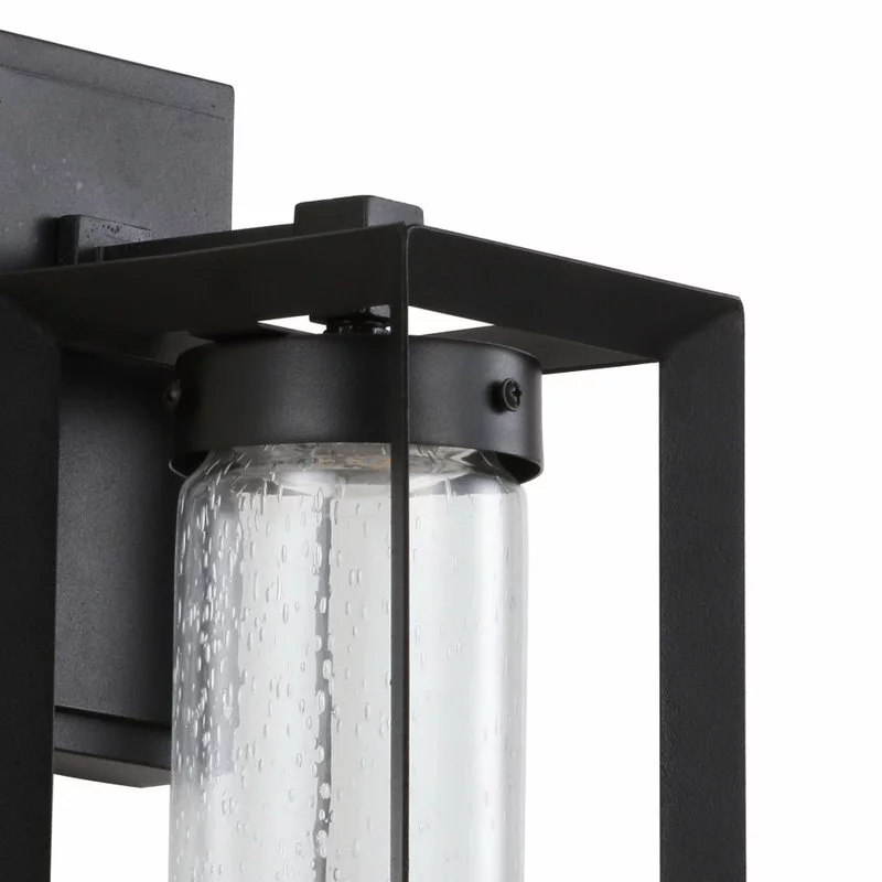 JONATHAN Y Nate 6.75" Outdoor Modern Cube Bubble Glass/Metal Integrated LED Sconce, Black 7 JONATHAN Y Nate 6.75" Outdoor Modern Cube Bubble Glass/Metal Integrated LED Sconce, Black - Image 7