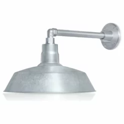 HTM Lighting Solutions 14in. Barn Light Fixture With Gooseneck Arm, Galvanized, 13" Long Straight Arm
