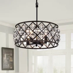 Edvivi Lighting Azha 4-Light Oil Rubbed Bronze Drum Pendant Chandelier With Crystal Spheres Glam -Ceiling Lighting Shop ada1bb880d927f2d 0649 w800 h800 b0 p0
