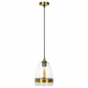 Casamotion Hammered Glass Pendant Light With Brass Ring, 1 Ceiling Hanging Light, Clear, Large