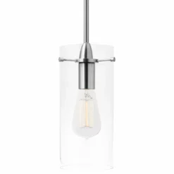 Linea Di Liara Effimero 1-Light Stem Hung Pendant Lamp, Brushed Nickel