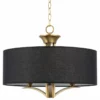 Kira Home Alondra 20" Drum Chandelier, Black Fabric Shade, Adjustable Height