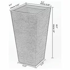 LuxenHome Gray MgO Textured 18.3in. Tall Angled Square Planter -Ceiling Lighting Shop b181588101828be4 9634 w800 h800 b1 p0