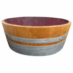 Master Garden Products Genuine Oak Wood Shallow Wine Barrel Planter