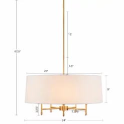 Olliix Hampton Hill Presidio 5-Light White Drum Shade Chandelier White/Gold -Ceiling Lighting Shop b231b8cf01bd0230 2215 w800 h800 b1 p0