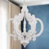 Oaks Aura Cottage Chic Crown Wood Chandelier, 6 Light, Distressed White