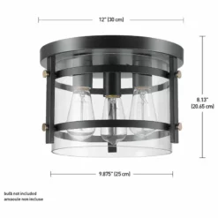 Globe Electric Wexford 3-Light Dark Bronze Semi-Flush Mount Ceiling Light, Clear Glass -Ceiling Lighting Shop b361cc200bec955d 5740 w800 h800 b1 p0