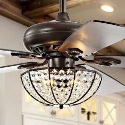 JONATHAN Y Joanna 52" 3-Light LED Ceiling Fan With Remote, Oil Rubbed Bronze