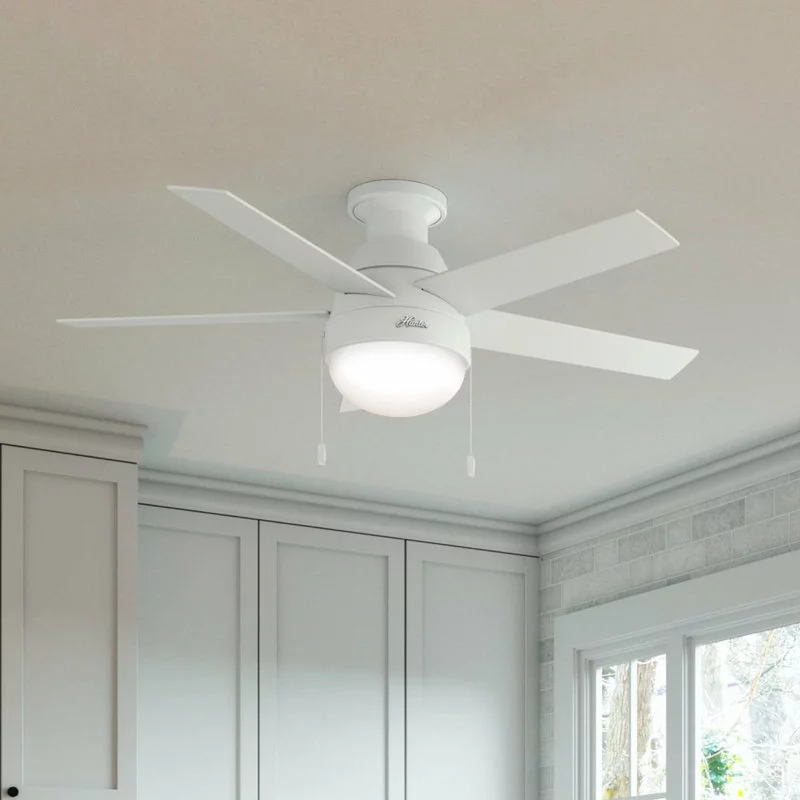 Hunter Fan Company 46" Anslee Low Profile Ceiling Fan With Light, Fresh White 3 Hunter Fan Company 46" Anslee Low Profile Ceiling Fan With Light, Fresh White - Image 3