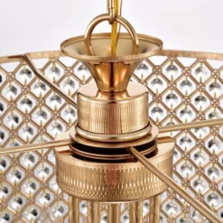 Edvivi Lighting 6-Light Gold Round Beaded Drum Chandelier With Hanging Crystals -Ceiling Lighting Shop b4f130970fc2fc2f 0991 w800 h800 b0 p0