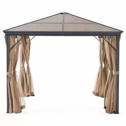 GDFStudio GDF Studio Bali Outdoor 10'x10' Aluminum Framed Gazebo With Curtains, Brown/Blac -Ceiling Lighting Shop b5115b3702382cbe 8222 w800 h800 b1 p0