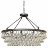 Lightupmyhome Celeste 32" Glass Drop Chandelier, Hanging Or Flush Mount, Black