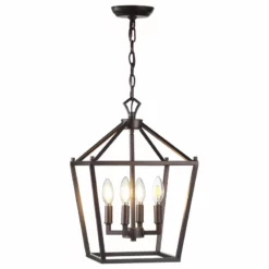 JONATHAN Y Pagoda 4-Bulb Lantern Metal LED Pendant, Oil Rubbed Bronze, 12" -Ceiling Lighting Shop b6715ea20387bd25 1357 w800 h800 b1 p0